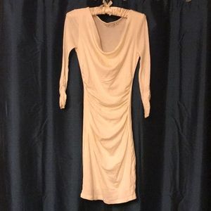 Michael Stars white cowl neck ruched bodycon dress